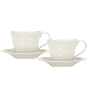 French Perle WHITE CUP &amp; SAUCER